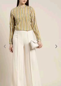 Striped Mandarin Collar Blouse