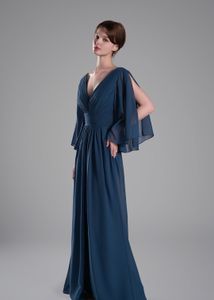 Flowing Chiffon Sleeves Ruched Dres