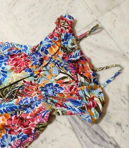 Beach Mini  Dress Multi Colour With Strip