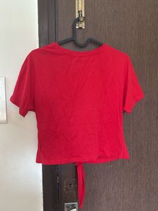 Mango Red Tie-Front Crop Top