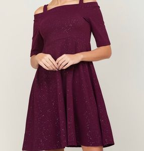 purple shine Off-Shoulder Skater Dress