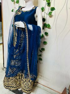 Blue &amp; Gold Embroidered Indian Dress