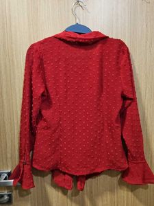 Red Ruffle Blouse