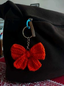 Orange Crochet Bow Keychain🎀