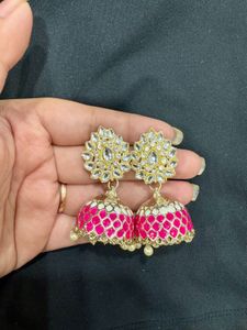 Beautiful Pink Jhumka Earrings