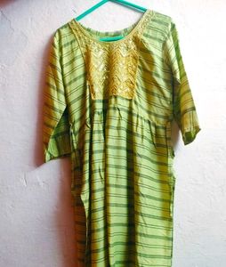 Striped Dress with Embroidery