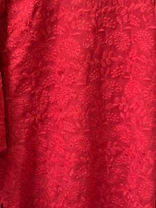 Red Embroidered Kurta