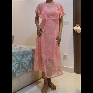 VERO MODA pink Net Middi Dress