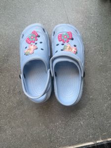 Cute Blue Clogs with Charms Size 38