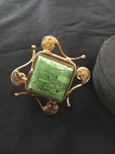 Vintage rustic gaspeite natural stone ring