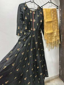 Elegant Black Embroidered Gown