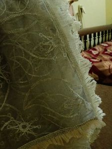 Embroidered Silver Shawl