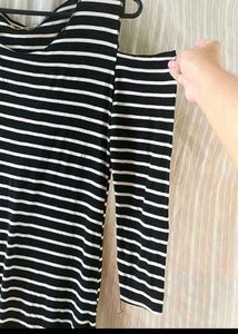 Striped Cold Shoulder Dress