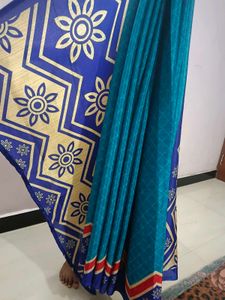Blue &amp; Red Floral Saree