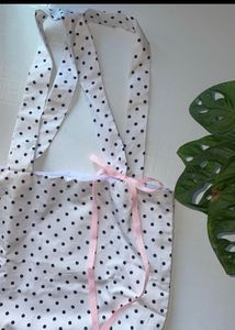 Polka Dot Tote Bag with Ribbon