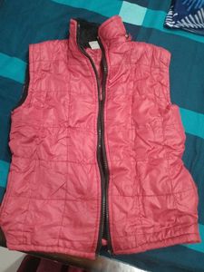 Coral Red Quilted Sleeveless Jacket