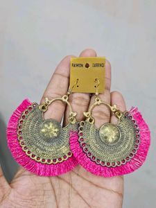 Pink Tassel Earrings