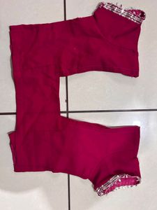 Sequence Work Rani Pink Saree