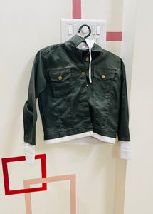 Forest Green Denim With White Hoodie