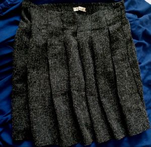 White Eyelet Top &amp; Pleated Tweed Skirt