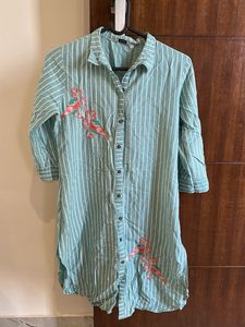 Striped Bird Embroidered Top