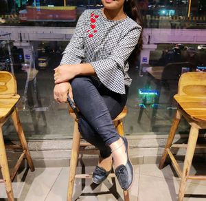 Checkered Embroidered Top