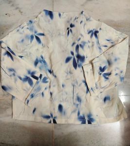 Stylish Blue Print Top with attached jacket