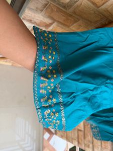Teal Embroidered Kurta