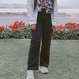 Blue & Black Minimal Straight Jeans For Girls