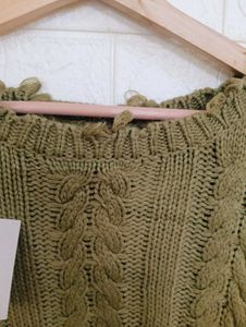 Olive Green Knit Sweater Top