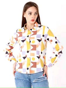Geometric Print Button-Down Shirt