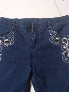 Embroidered Denim Shorts