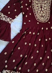 Elegant 3 Pc Maroon Sharara Suit Set🥀🥀