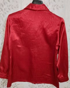 Red Silk Button Down Shirt