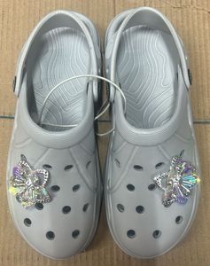 Grey Crocs with Butterfly Charms