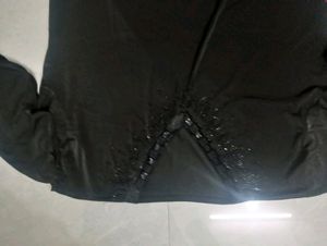Black Abaya With Stone Work