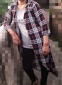 Checked Print Black Shrug/Overcoat