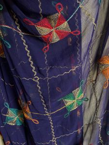 Blue Embroidered Dupatta