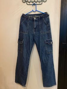 Blue Denim Cargo Pants