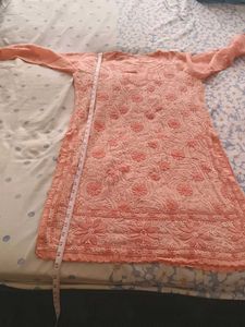 Peach Embroidered Kurta