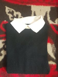 White Collar Black Winter Sweater