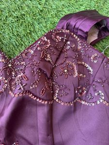 Handwork Embroidered Top - Wine Color