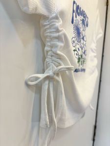 Zudio Ruched Graphic Top | White (XS)