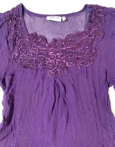 Purple Embroidered Tunic Top