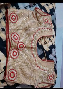 Red &amp; Gold Trim Saree