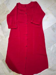 Elegant Red 3/4 Sleeve Tunic Top