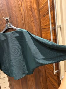 Elegant Dark Green Batwing Sleeve Top