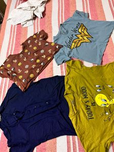 Set Of 3 Crop Top And 1 Shirt