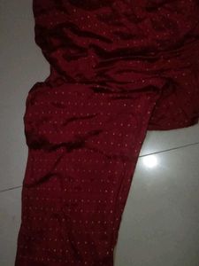 Burgundy Polka Dot Churidar Set Of Embroidery Kurt