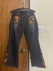Embroidered boot cut Denim Jeans